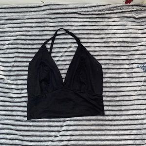 Black suede criss cross crop top size small